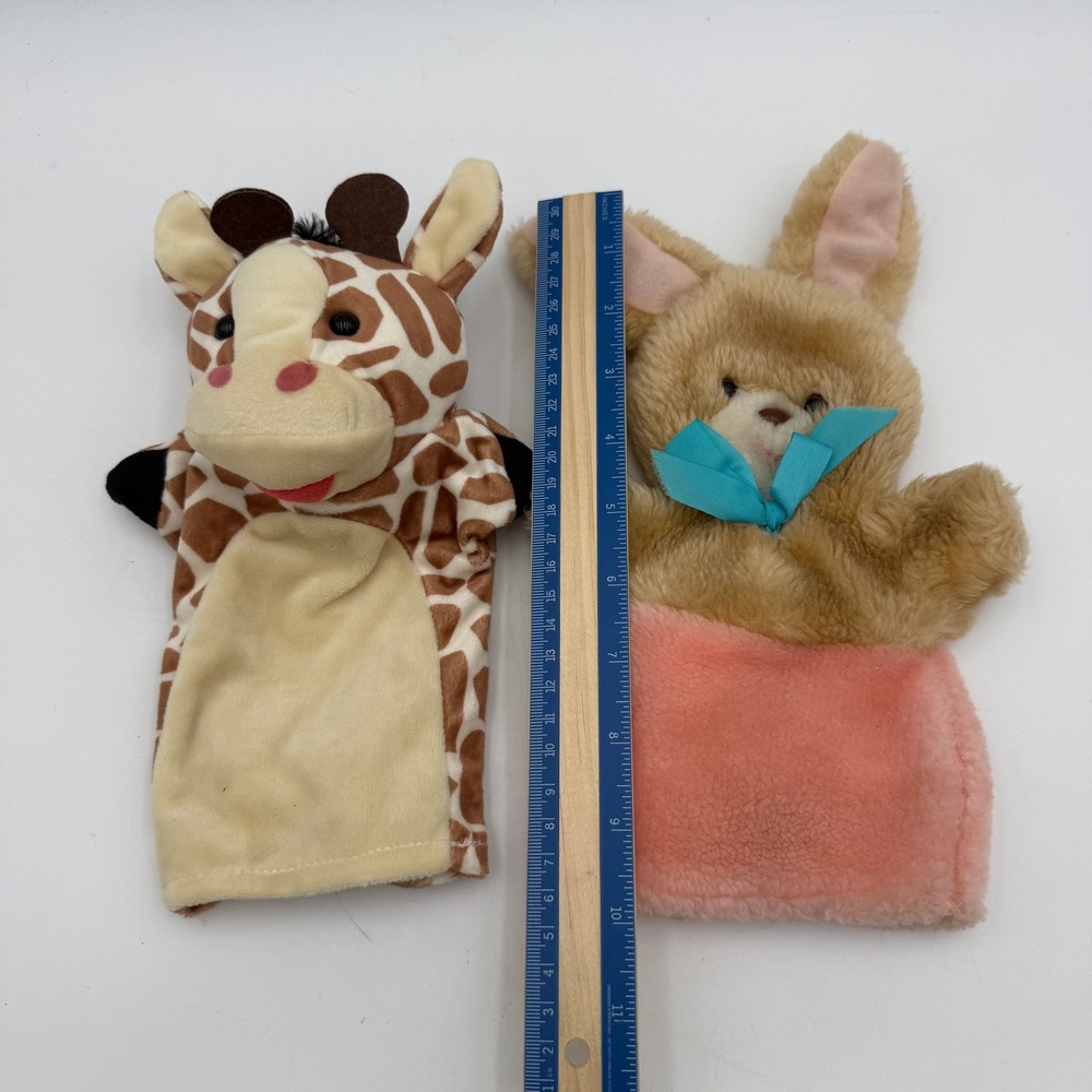 Vintage Animal Fair Bunny Puppet and Plush Giraffe Hand Puppet Set of 2 - Picture 5 of 5